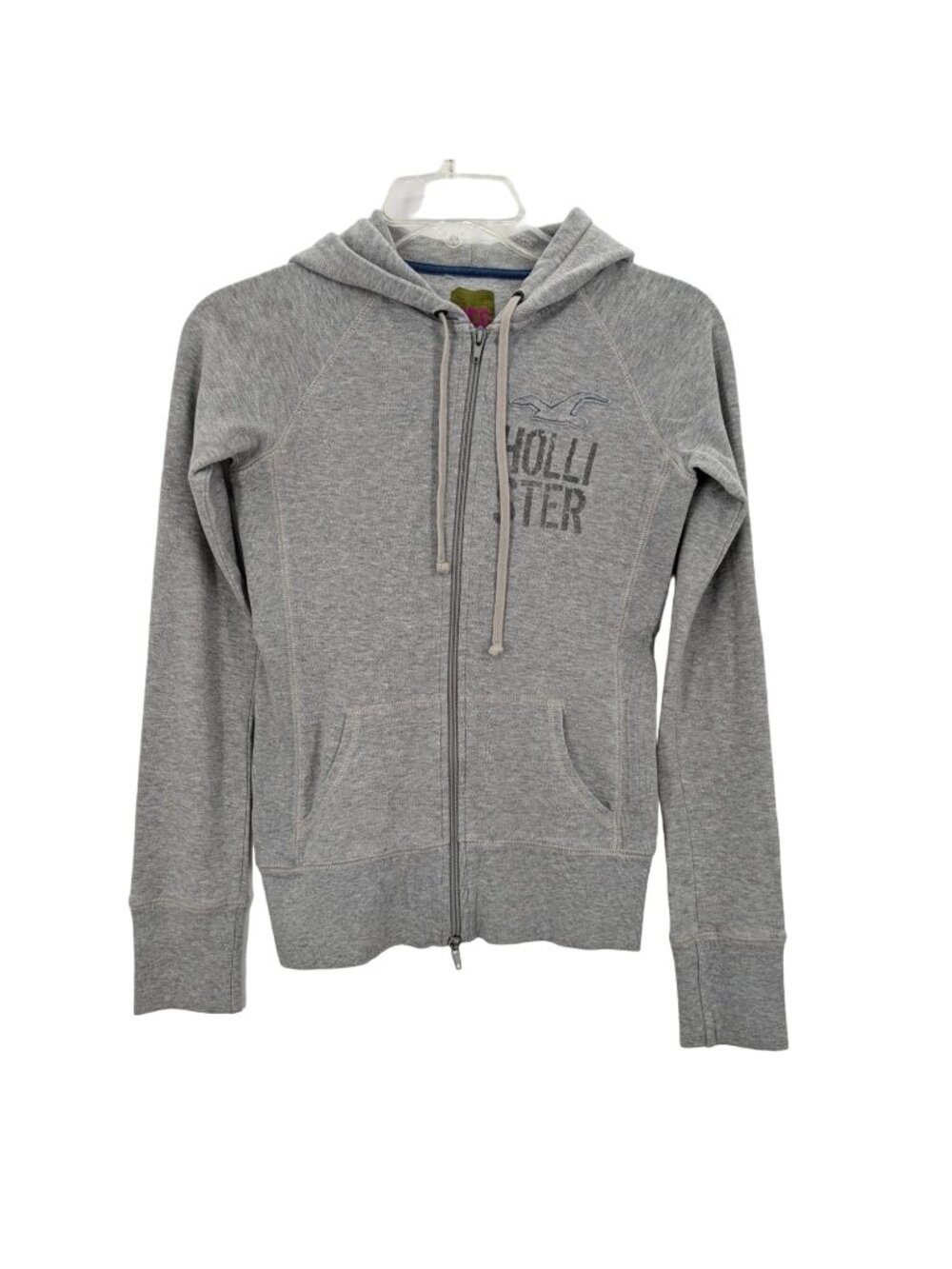 Vtg Hollister Fitted Zip Hoodie Logo Y2K Minimalist Grunge Sporty Preppy Size S